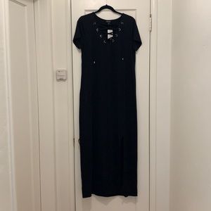 TORRID Size 0 (L) Black Jersey Lace-Up T-Shirt Maxi Dress.